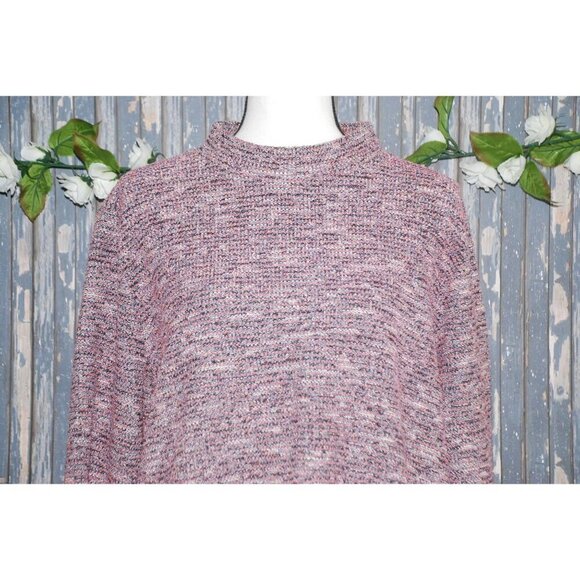 NWT Loft Plus Pink Purple Textured Knit Turtleneck Sweater Size 16 18 3/4 Sleeve - Picture 2 of 8